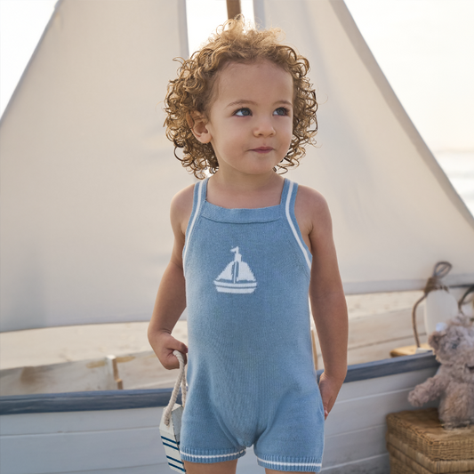 Nautical Knit Overall - BLUE