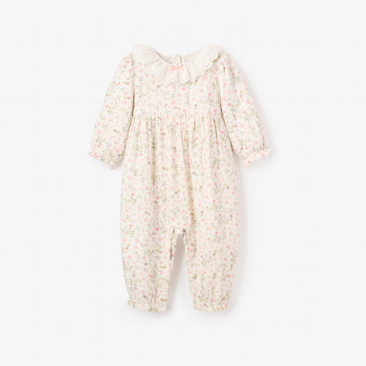 Elegant Baby Folklore Floral Organic Muslin Jumpsuit
