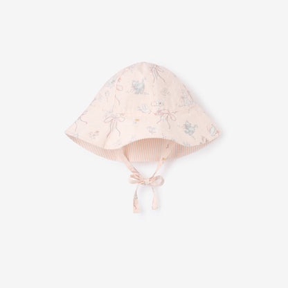 Fleur de Provence Swiss Dot & Pink Seersucker Reversible Sun Hat - PINK