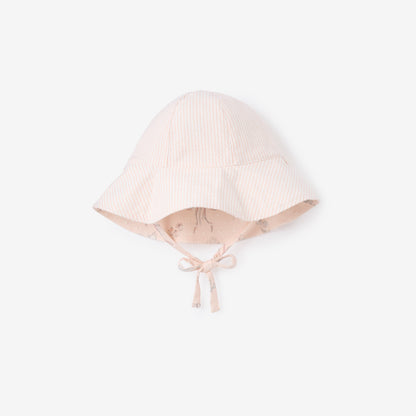 Fleur de Provence Swiss Dot & Pink Seersucker Reversible Sun Hat - PINK