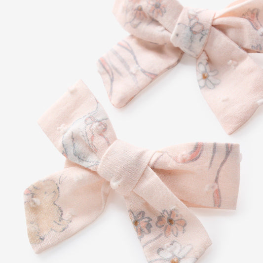 Fleur de Provence Swiss Dot Bow Clips 2Pk - PINK