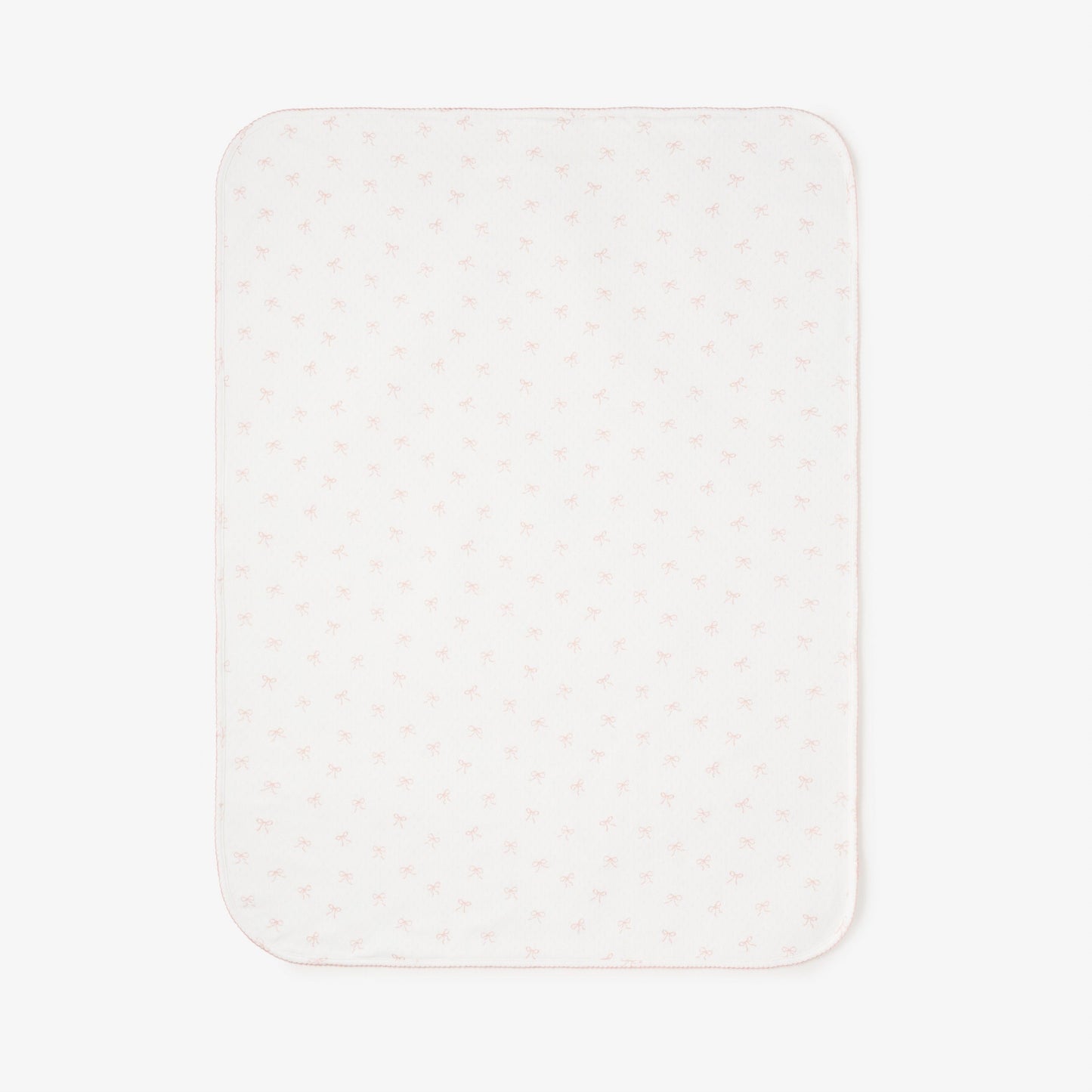 Pink Bow Organic Cotton Pointelle & Interlock Reversible Blanket - PINK