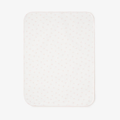 Pink Bow Organic Cotton Pointelle & Interlock Reversible Blanket - PINK