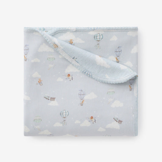 Dreamscape Organic Cotton Pointelle & Interlock Reversible Blanket - BLUE
