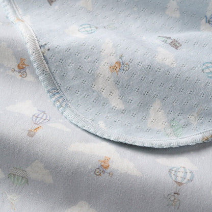 Dreamscape Organic Cotton Pointelle & Interlock Reversible Blanket - BLUE
