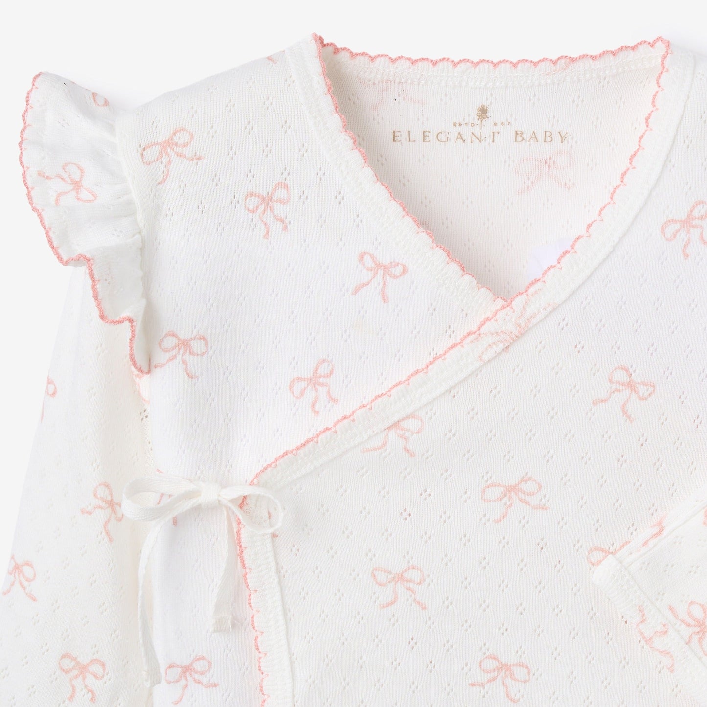 Pink Bow Organic Cotton Pointelle 3pc Bag Set - PINK