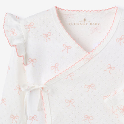Pink Bow Organic Cotton Pointelle 3pc Bag Set - PINK