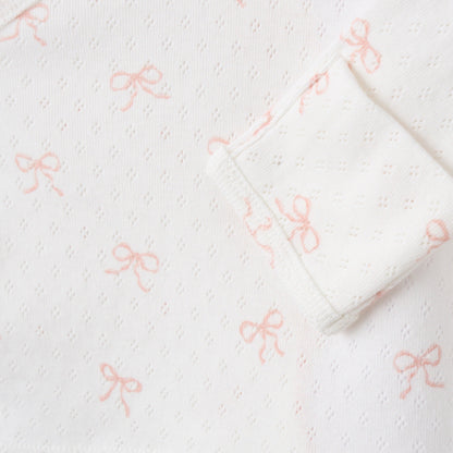 Pink Bow Organic Cotton Pointelle 3pc Bag Set - PINK