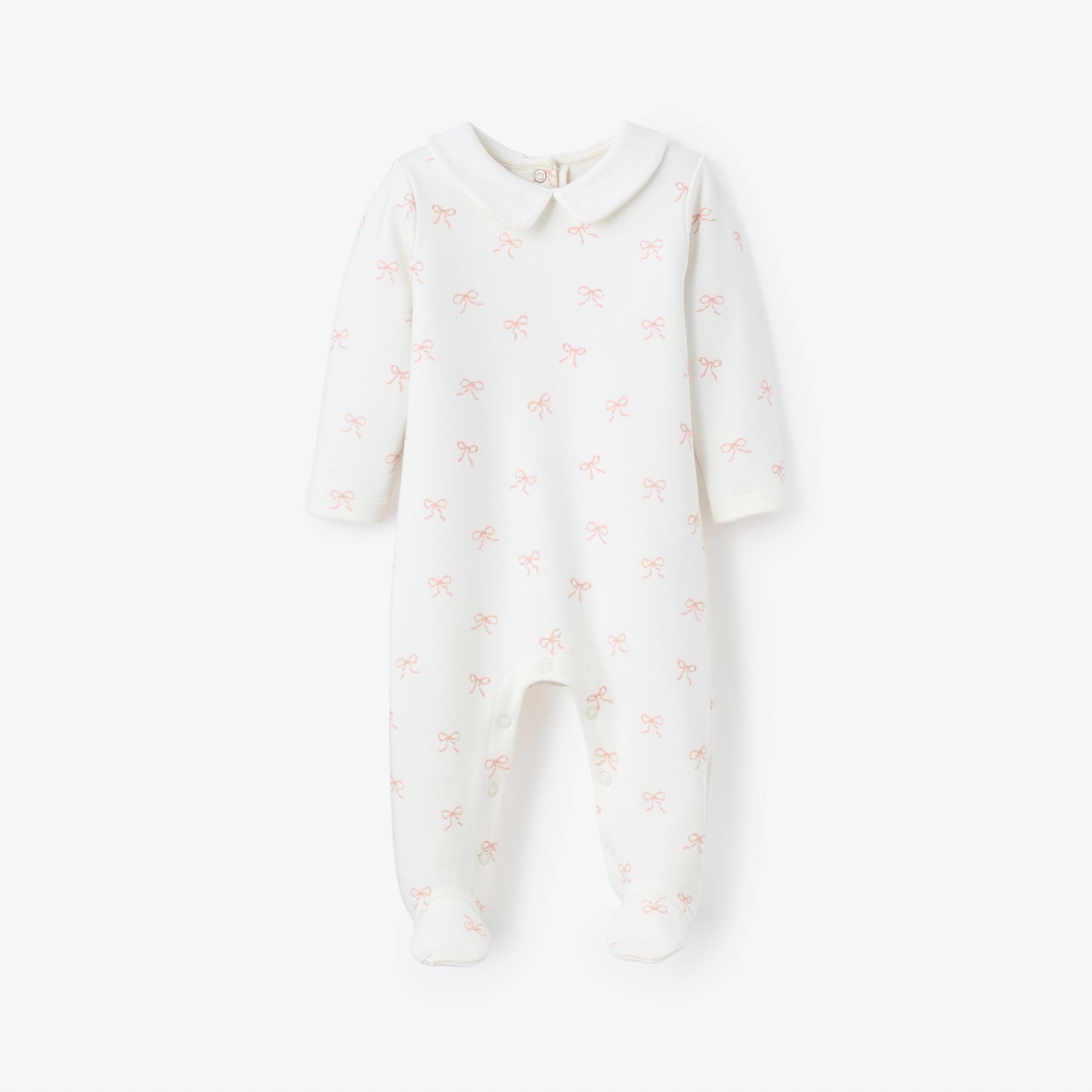 Pink Bow Interlock Peter Pan Collar Jumpsuit - PINK
