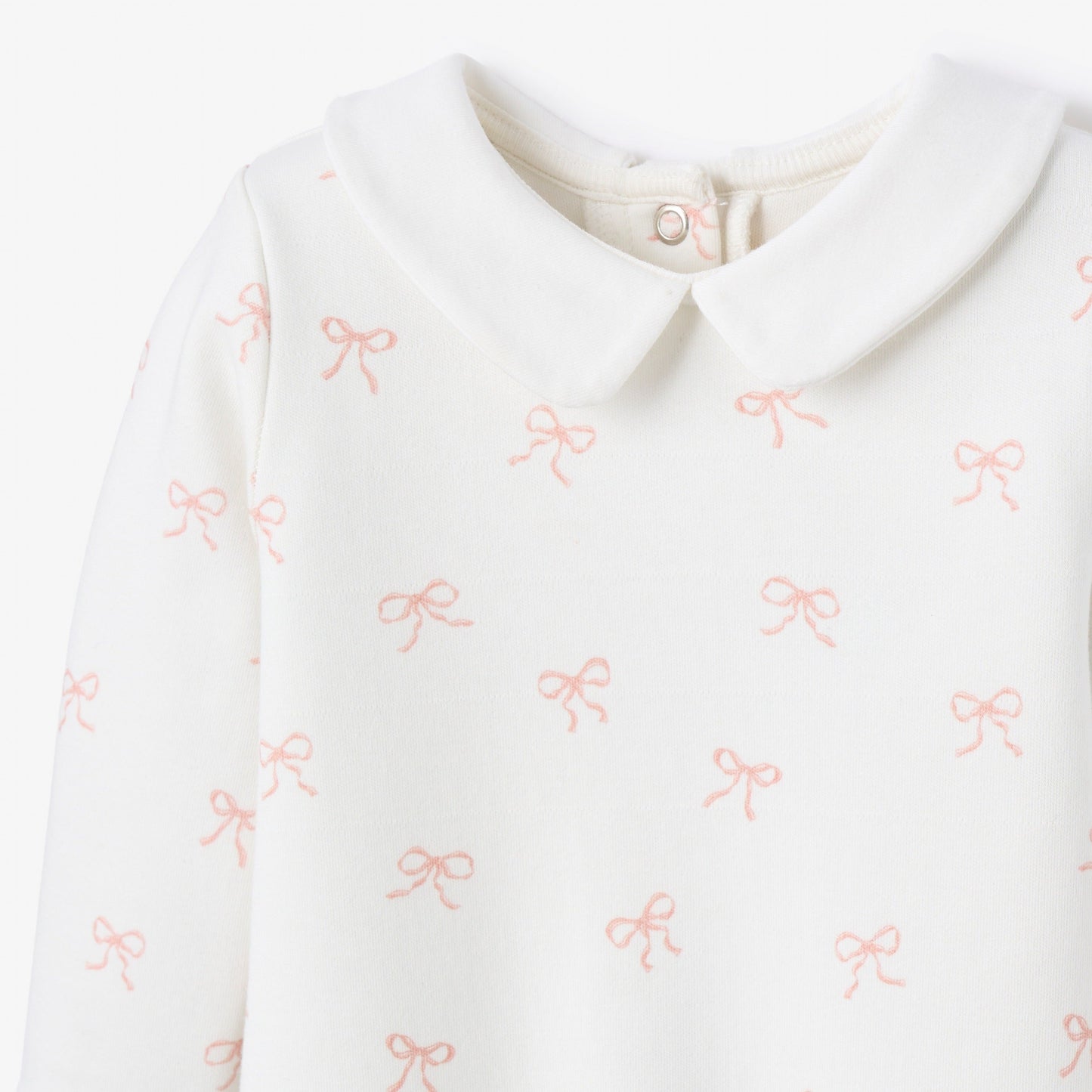 Pink Bow Interlock Peter Pan Collar Jumpsuit - PINK