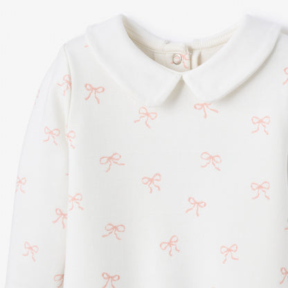 Pink Bow Interlock Peter Pan Collar Jumpsuit - PINK
