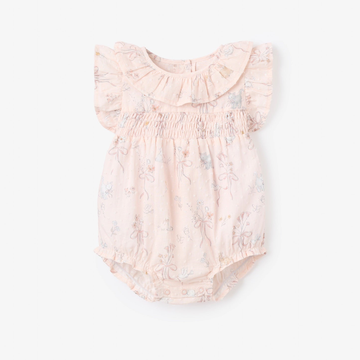 Fleur de Provence Swiss Dot Smocked Bubble - PINK