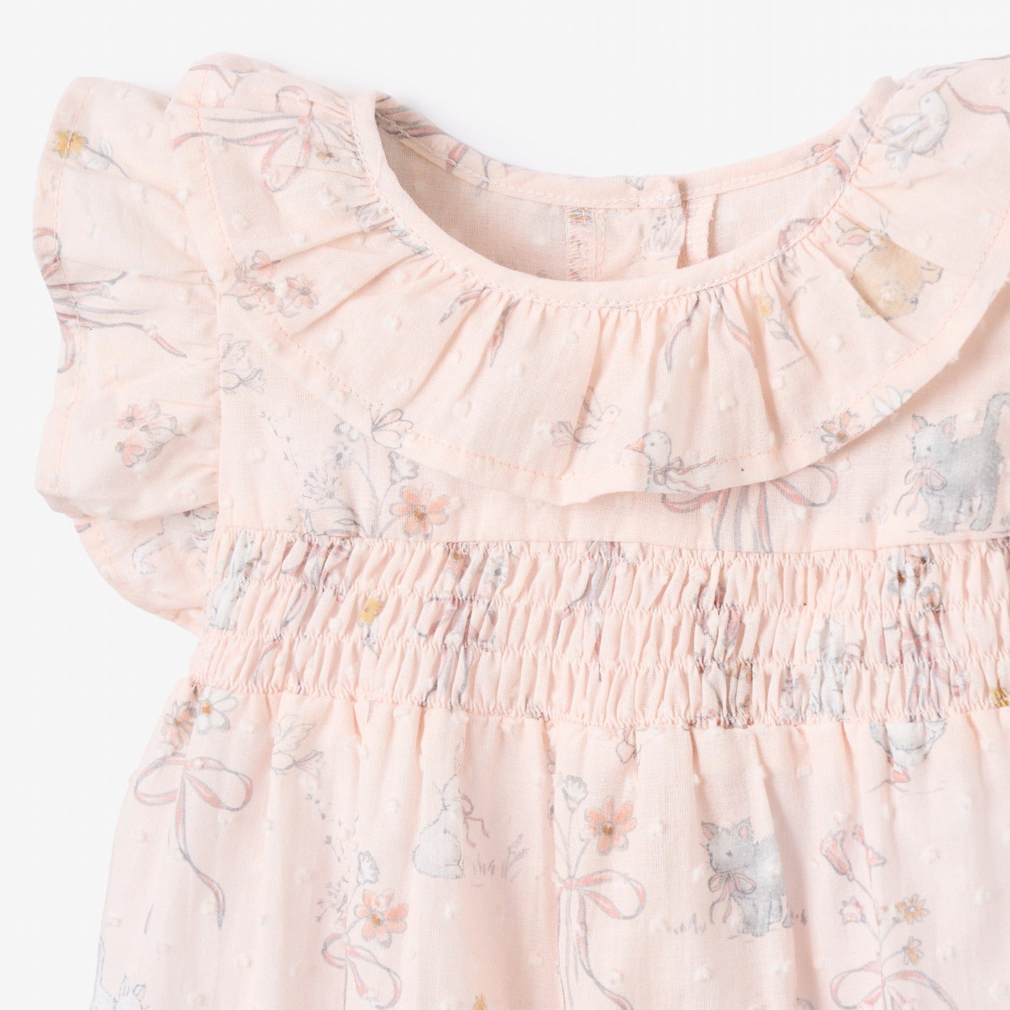 Fleur de Provence Swiss Dot Smocked Bubble - PINK