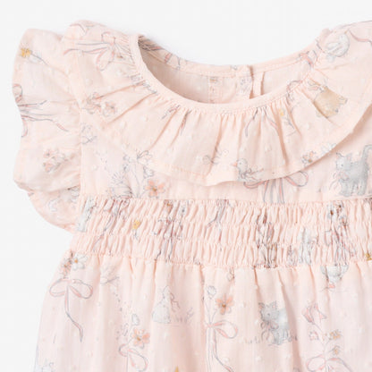 Fleur de Provence Swiss Dot Smocked Bubble - PINK