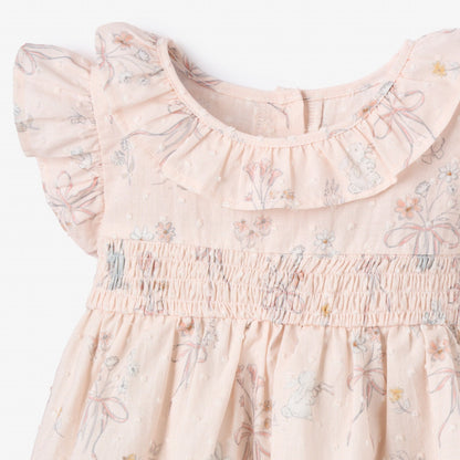 Fleur de Provence Swiss Dot Smocked Babydoll Top & Bloomer Set - PINK