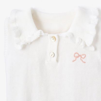 Fleur de Provence Sweater Knit Polo + Swiss Dot Bloomer Set - PINK