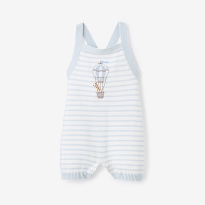 Dreamscape Striped Knit Sleeveless Shortall - BLUE