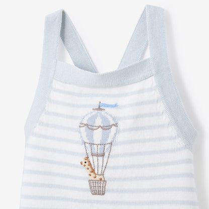 Dreamscape Striped Knit Sleeveless Shortall - BLUE