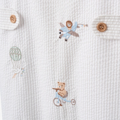 Dreamscape Embroidered Grey Seersucker Jon Jon - GRAY