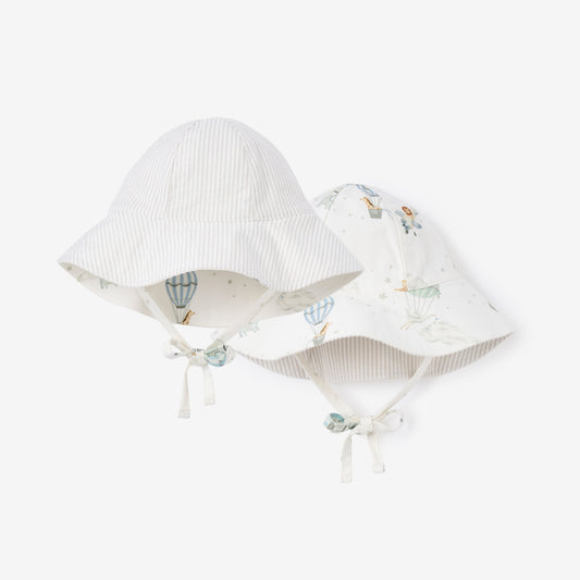 Dreamscape Oxford & Grey Seersucker Reversible Sun Hat - BLUE