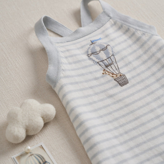 Dreamscape Striped Knit Sleeveless Shortall - BLUE
