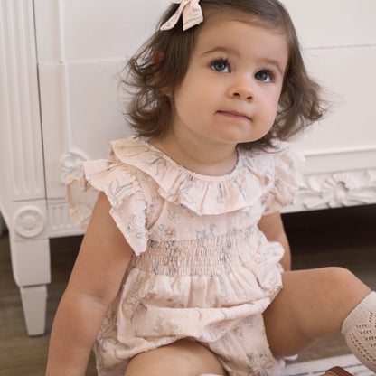 Fleur de Provence Swiss Dot Smocked Bubble - PINK