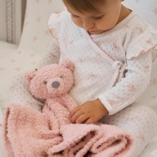 Pink Bow Organic Cotton Pointelle 3pc Bag Set - PINK