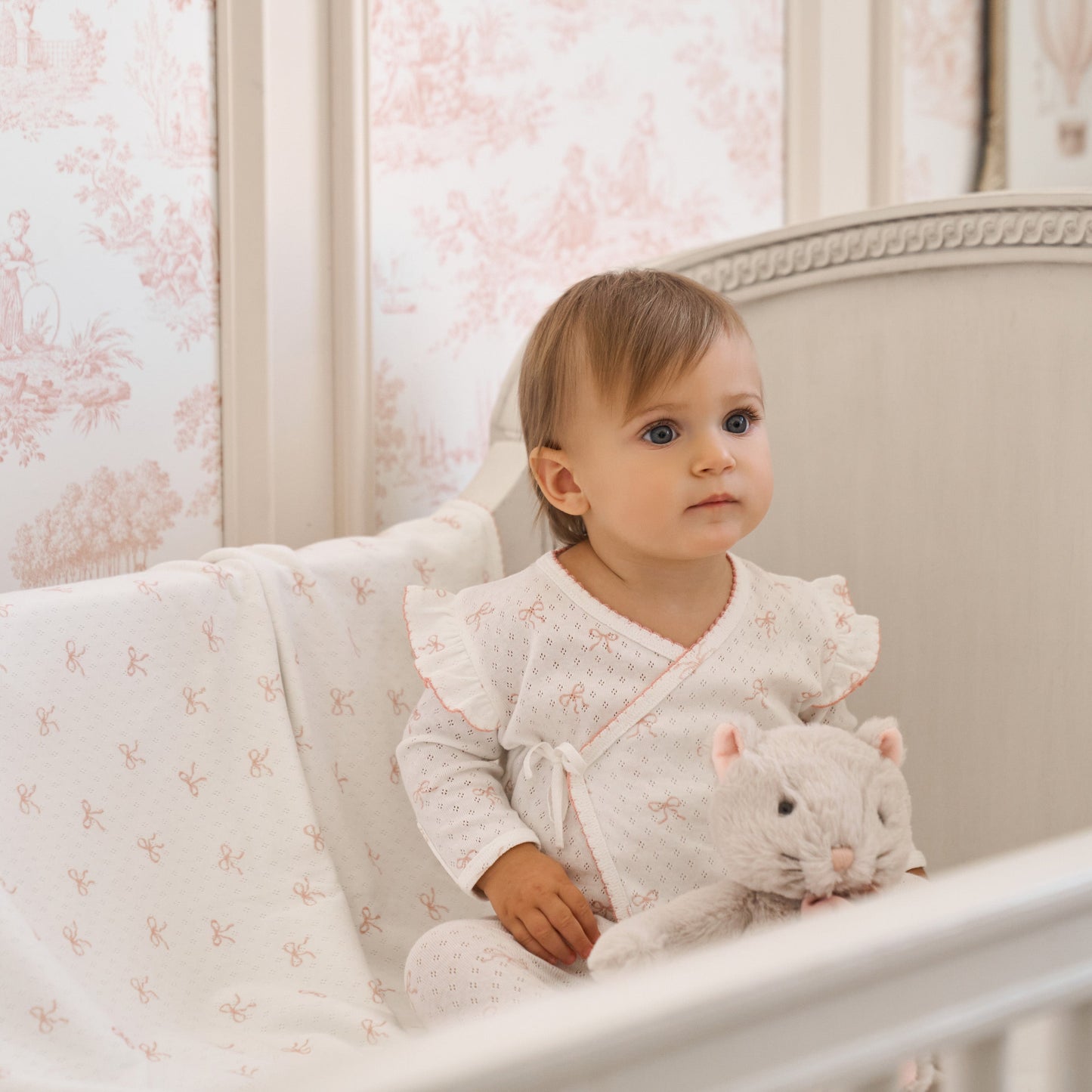 Pink Bow Organic Cotton Pointelle 3pc Bag Set - PINK