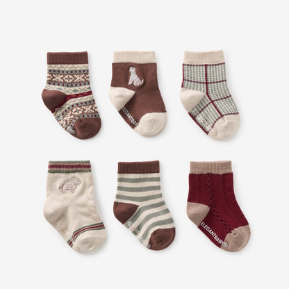 Elegant Baby Hounds & Heritage Non Slip Baby Socks 6 pk