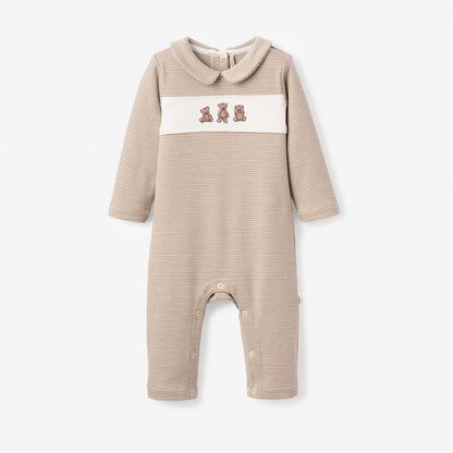 Elegant Baby Teddy Bear Houndstooth Jumpsuit