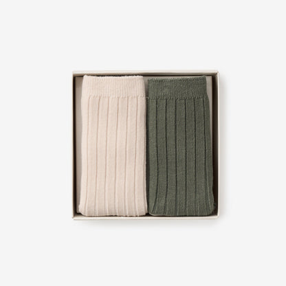 Elegant Baby Green & Taupe Knee-High Non Slip Baby Socks 2 pk