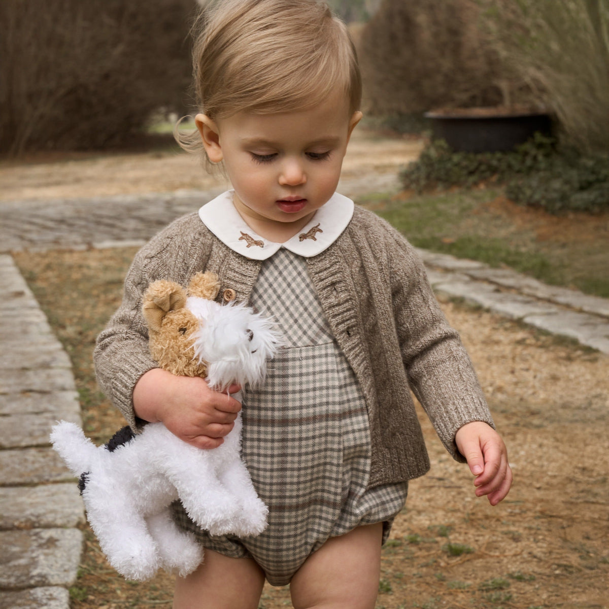 Elegant Baby Fox Terrier Plush Stuffed Toy