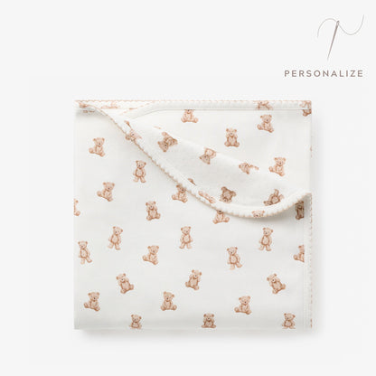 Elegant Baby Teddy Bear Print Double Layered Swaddle Blanket