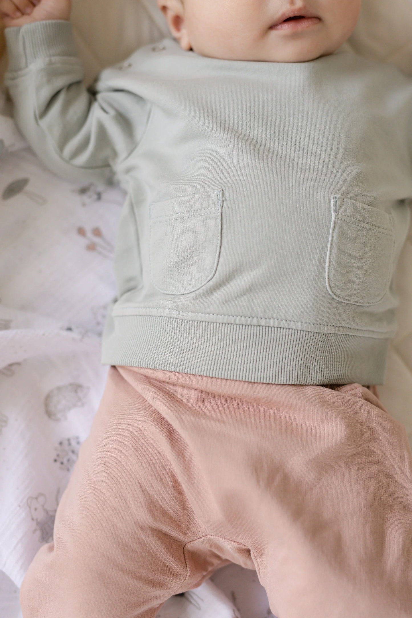 French Terry Shoulder Snap Sweatshirt - Soft Sea