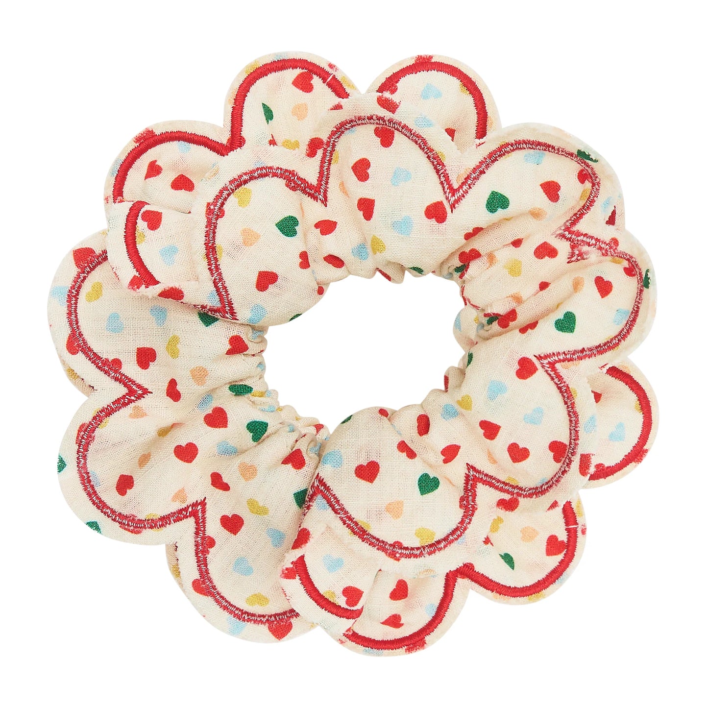 Heart Print Scalloped Scrunchie
