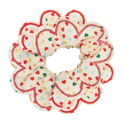 Heart Print Scalloped Scrunchie