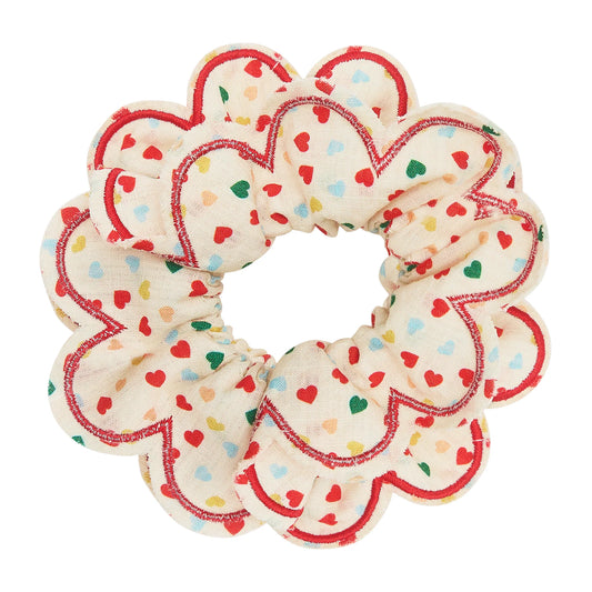 Heart Print Scalloped Scrunchie