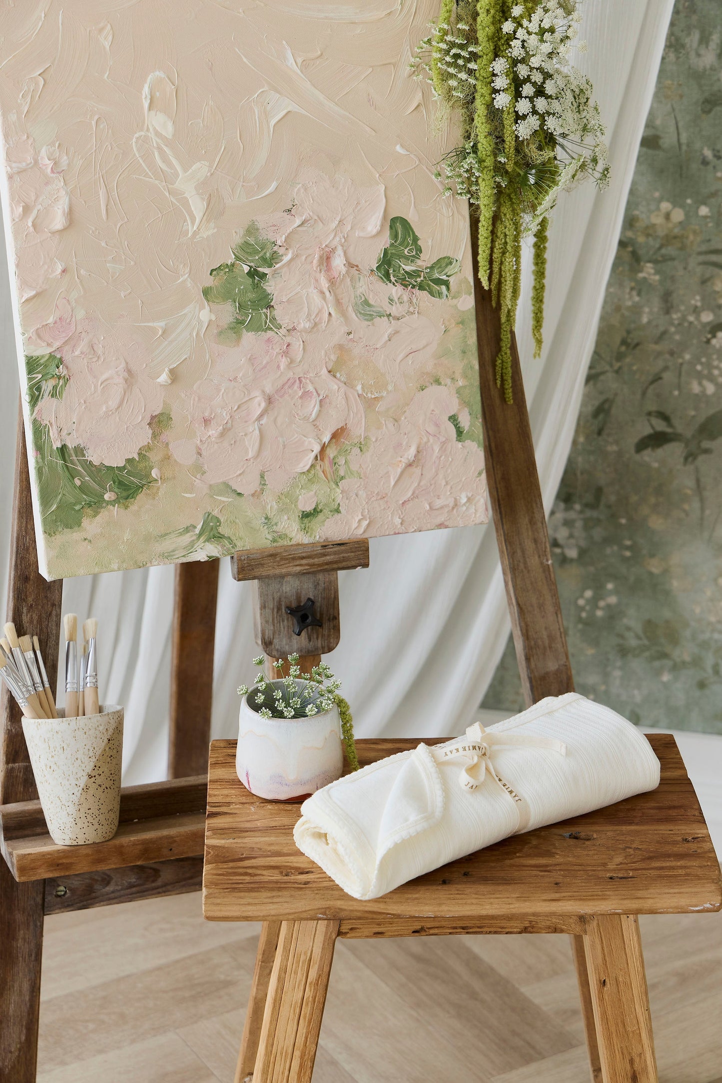 Organic Cotton Pointelle Murphy Blanket - Parchment