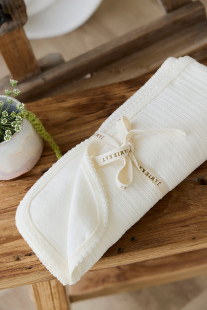 Organic Cotton Pointelle Murphy Blanket - Parchment