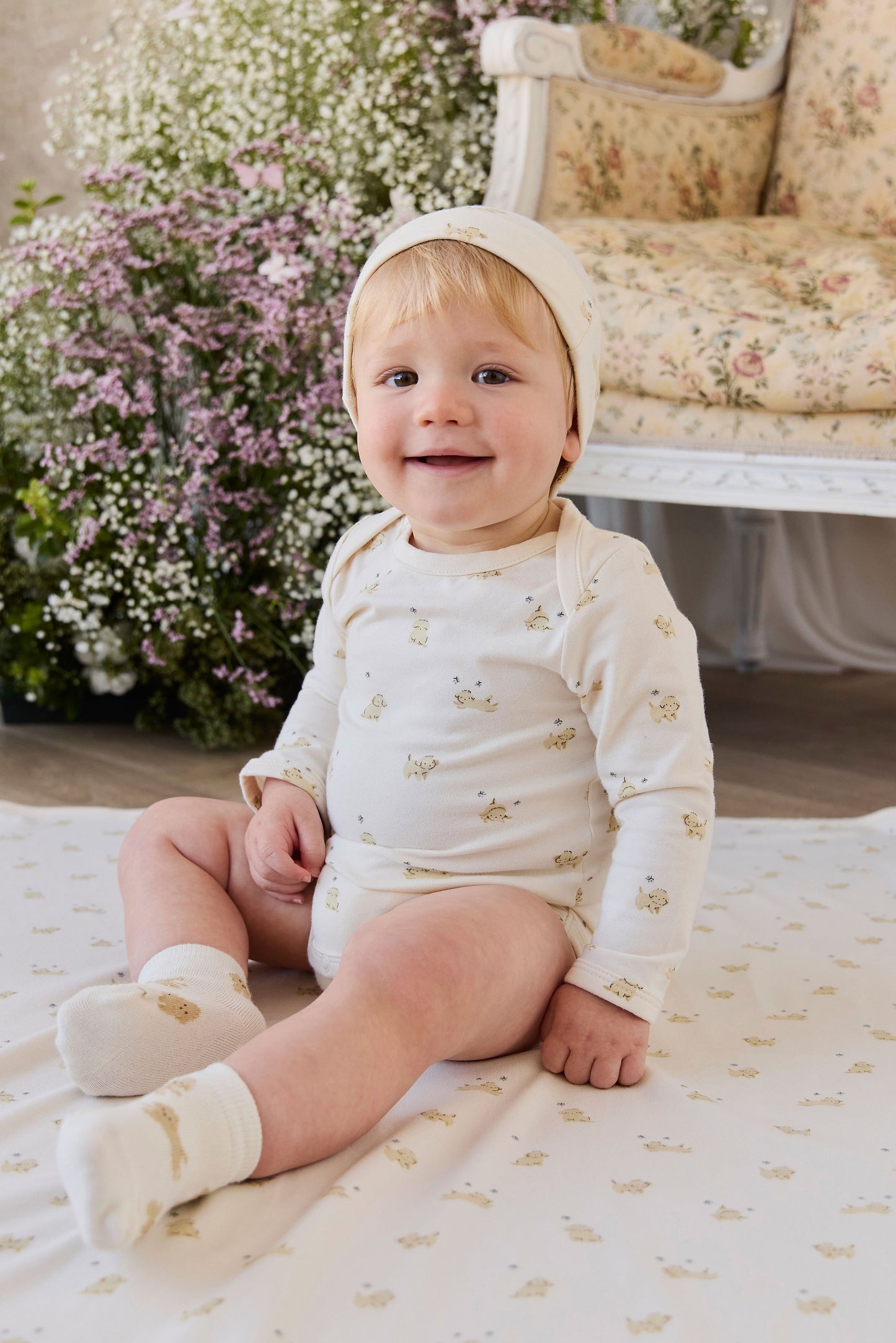 Organic Cotton Cassius Long Sleeve Bodysuit - Playful Honey