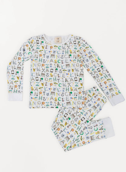 Children's Two Piece Organic Pajamas - NYC Alphabet Soup