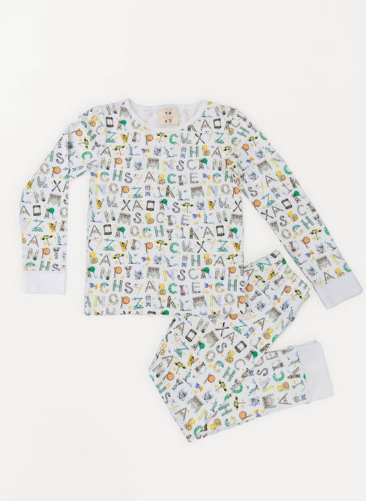 Children's Two Piece Organic Pajamas - NYC Alphabet Soup
