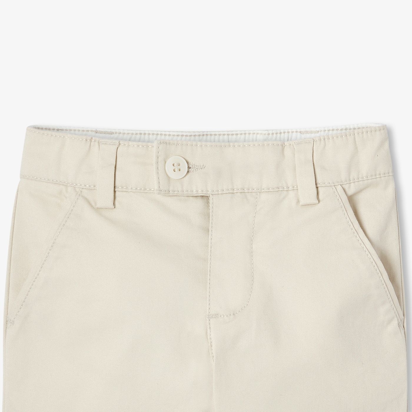 Baby Boy Cotton Twill Trousers - Off-White
