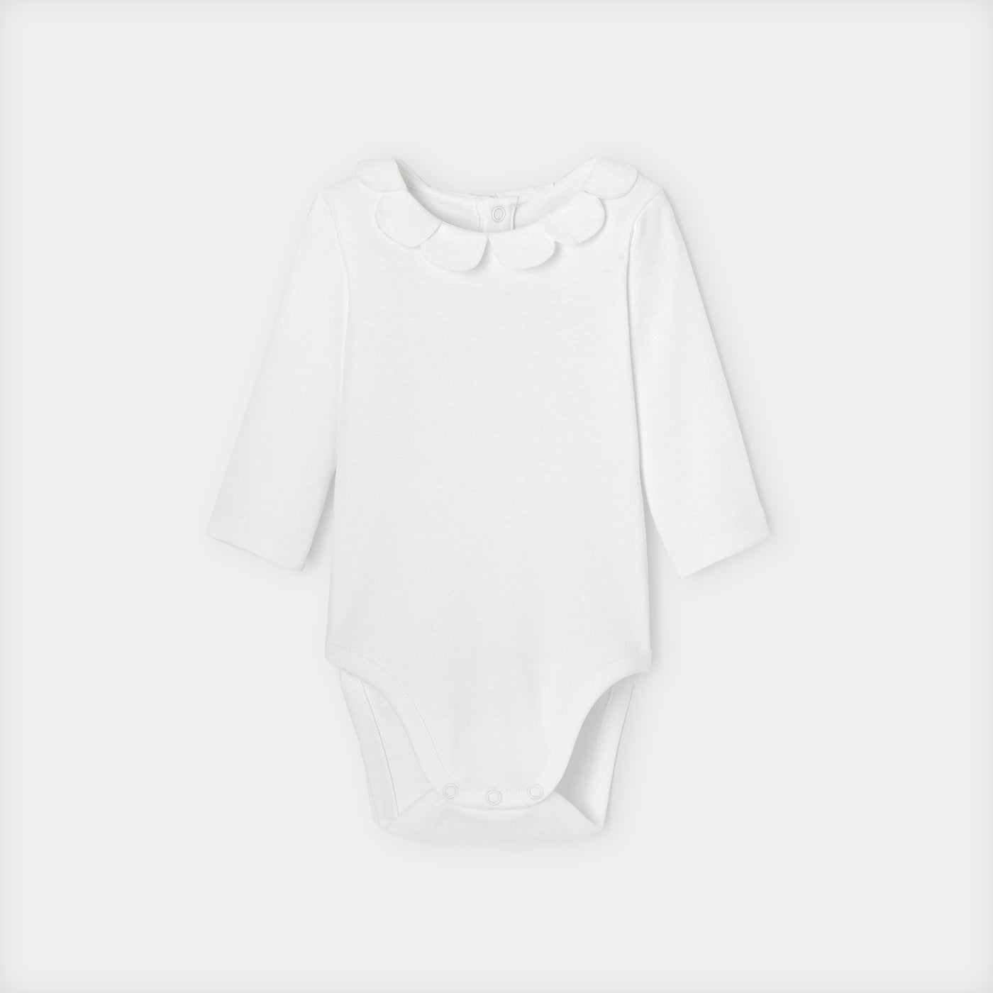 Baby Girl Bodysuit With Petal Collar - White