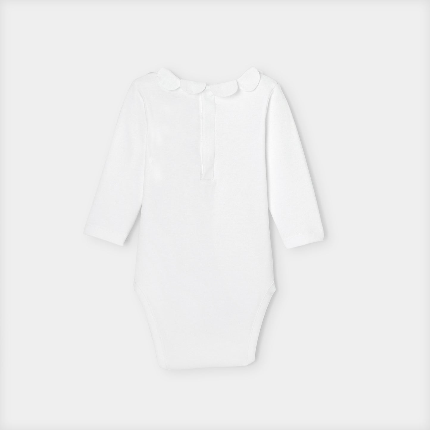 Baby Girl Bodysuit With Petal Collar - White