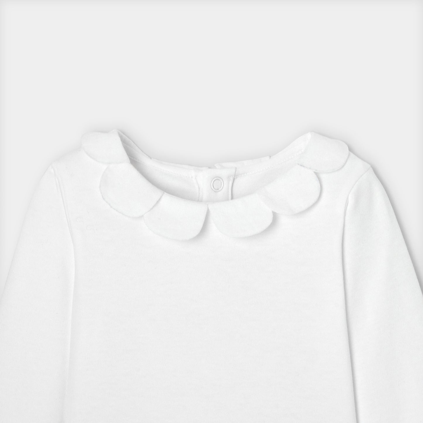 Baby Girl Bodysuit With Petal Collar - White