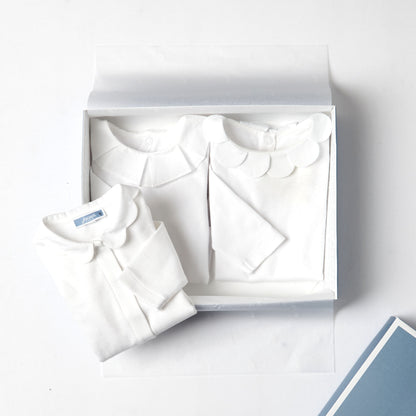 Baby Girl Bodysuit With Petal Collar - White