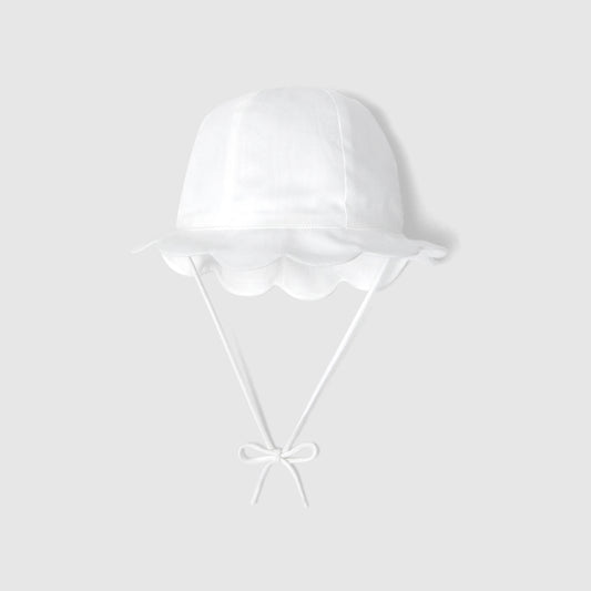 Baby Girl Scalloped Hat - White
