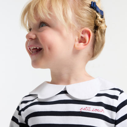 Baby Girl Breton Tee - White/Navy