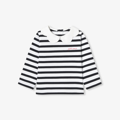 Baby Girl Breton Tee - White/Navy